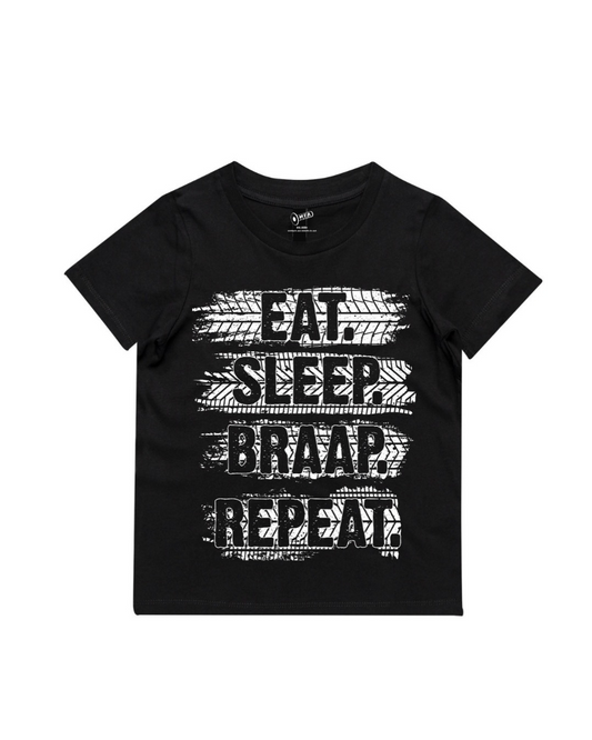 MFA - Eat Sleep Braap Repeat Black Tee* (AS3005/3006)