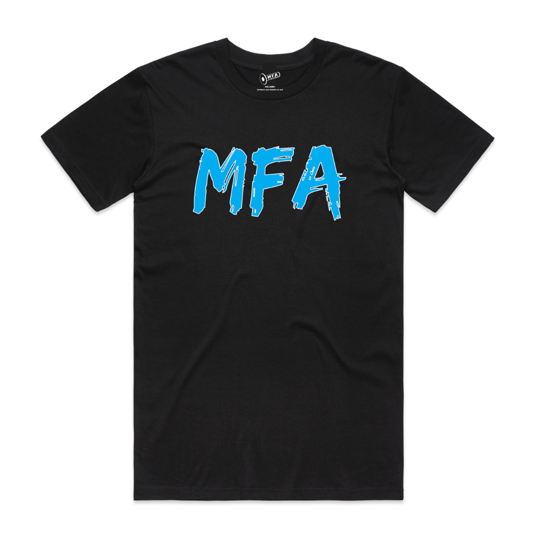 MFA - Mens Blue Logo Black Tee* (AS 5051)