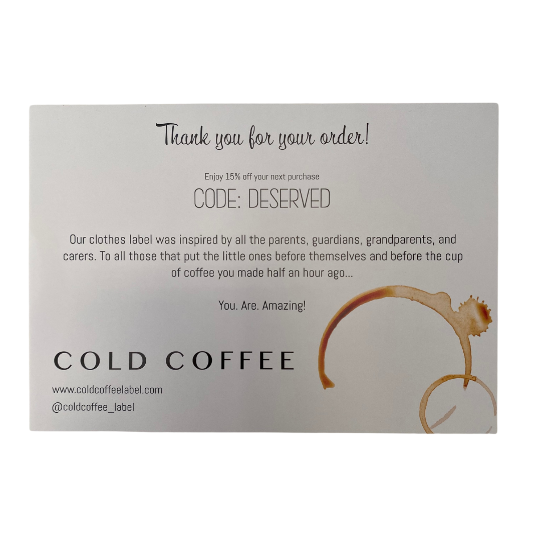 COLD COFFEE - Pack Ins (Thank You Card)